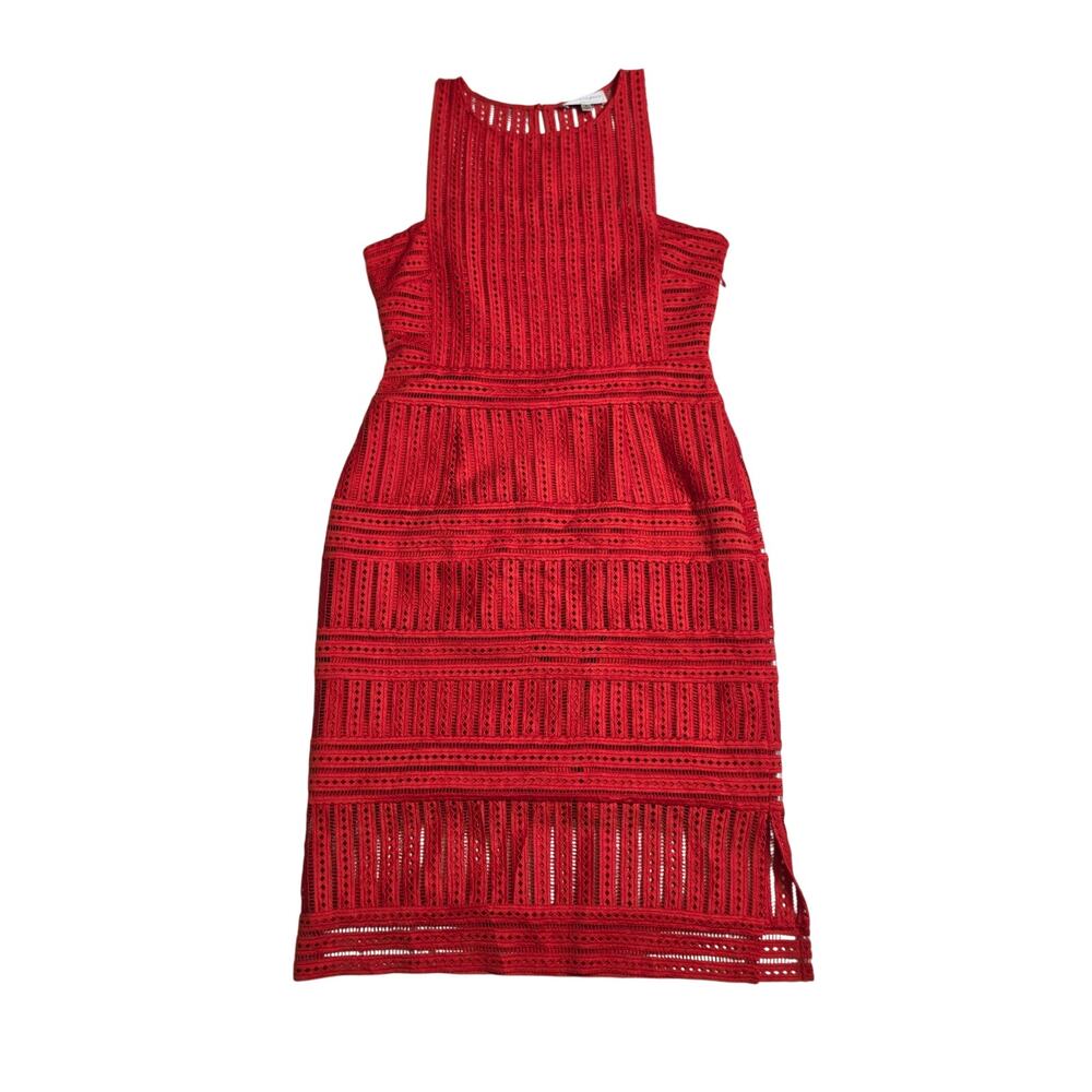 Katherine Kelly Paprika Barrier Reef Red Sheath Lace Anna Dress Size 8